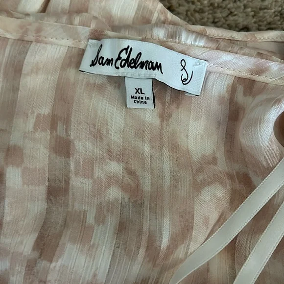 Sam Edelman Shimmery Pink Long Sleeve Ruffle Blouse Shirt Top **Size XL**🌸🌸 - Picture 5 of 5